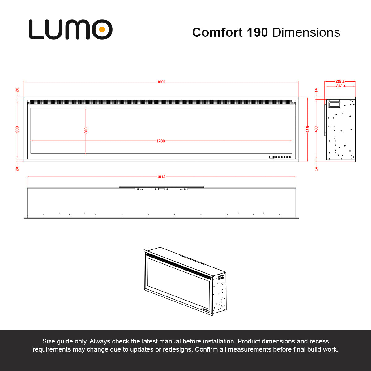 Lumo Comfort 190 Inset Electric Fire with Illuminated Logs