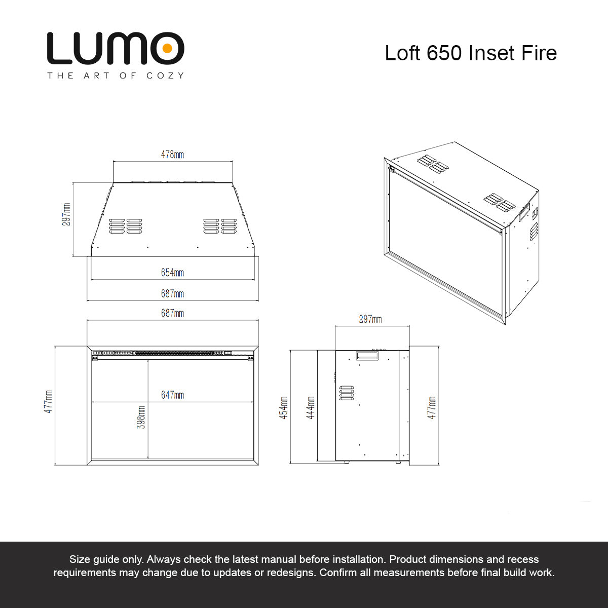 Lumo Loft 650 Inset Electric Fire
