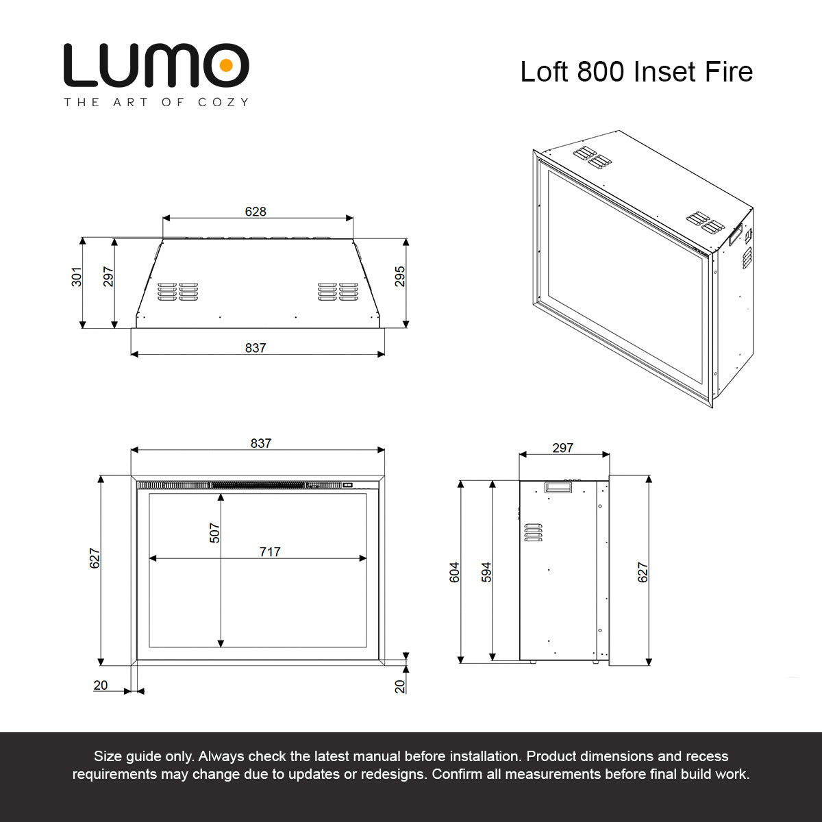 Lumo Loft 800 Inset Electric Fire
