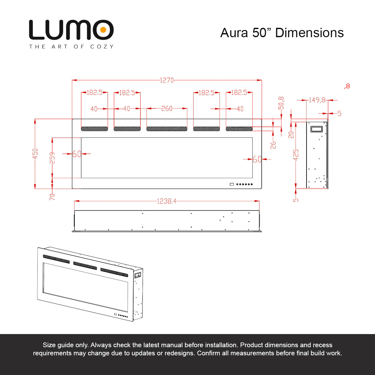 Lumo Aura 50 Slimline Electric Fire