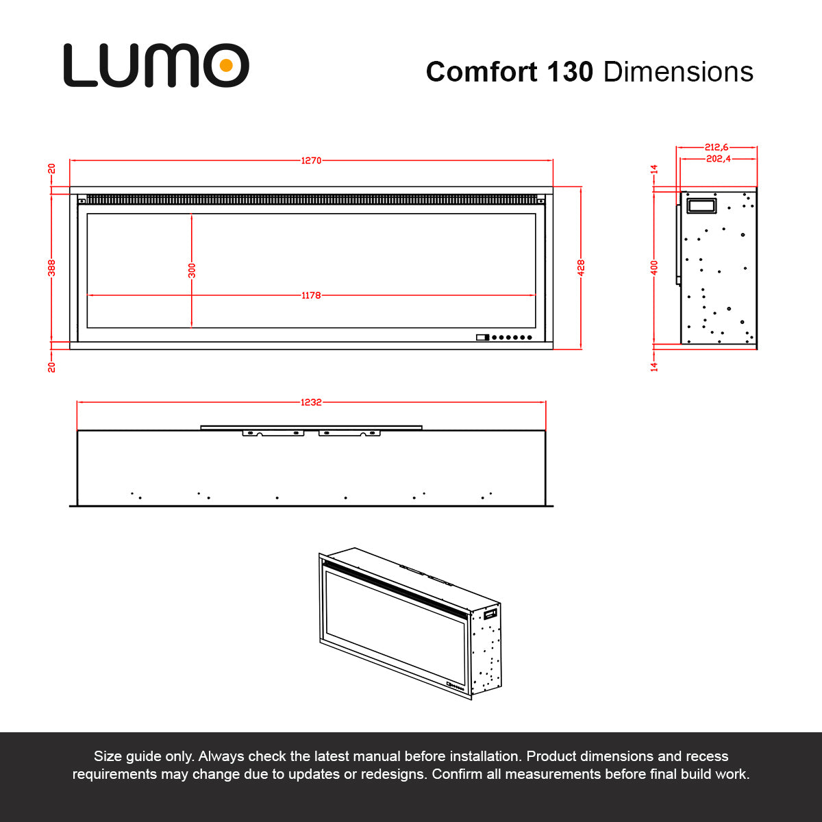 Lumo Comfort 130 Inset Electric Fire with Illuminated Logs