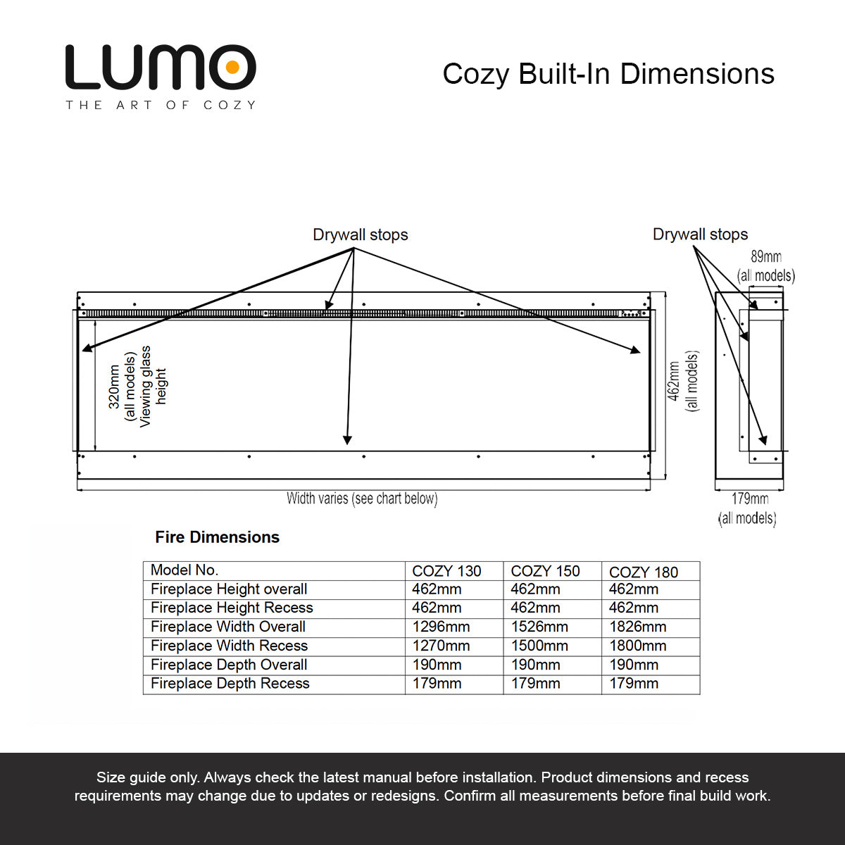 Lumo Cozy 180 Black Series Slimline Electric Fire