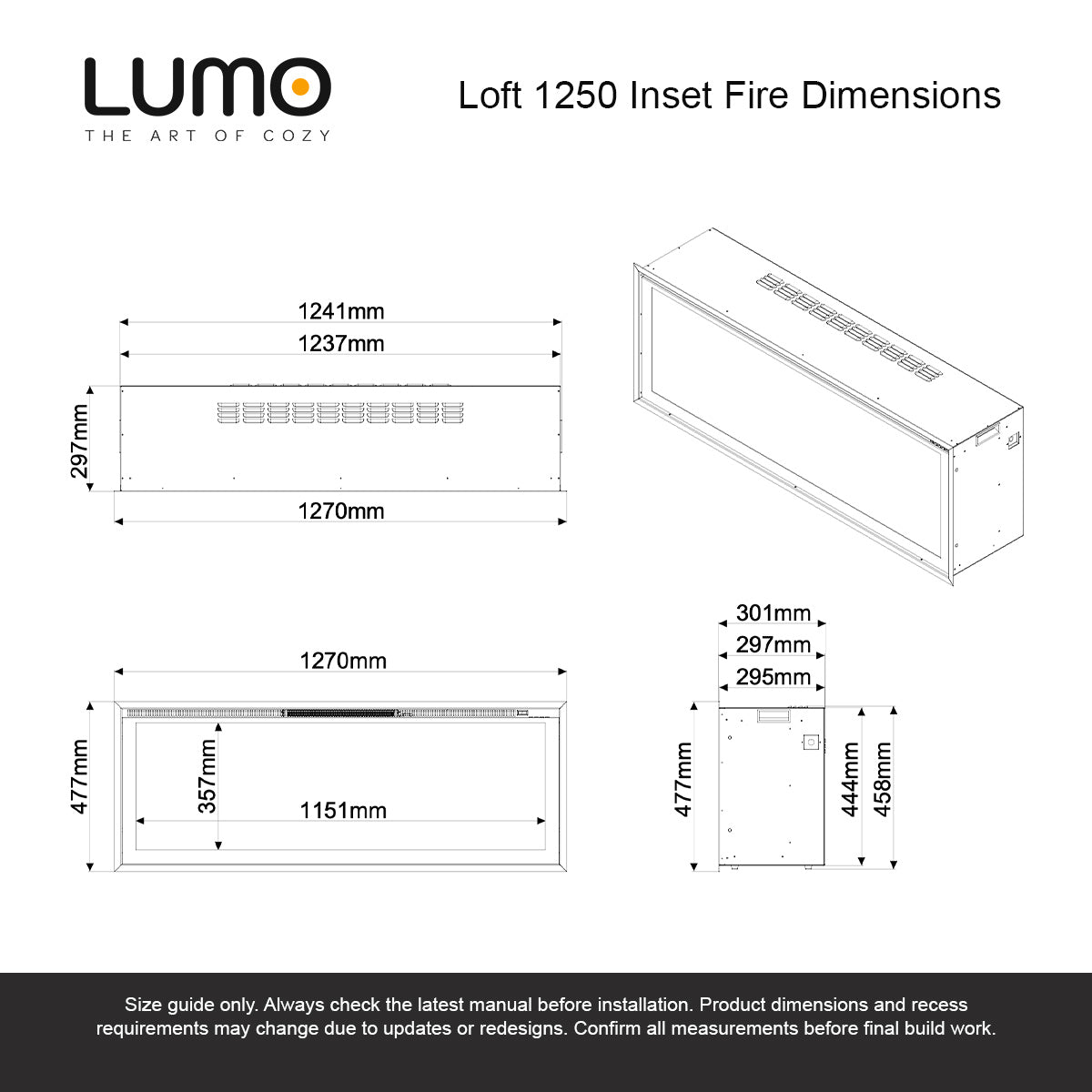 Lumo Loft 1250 Inset Electric Fire