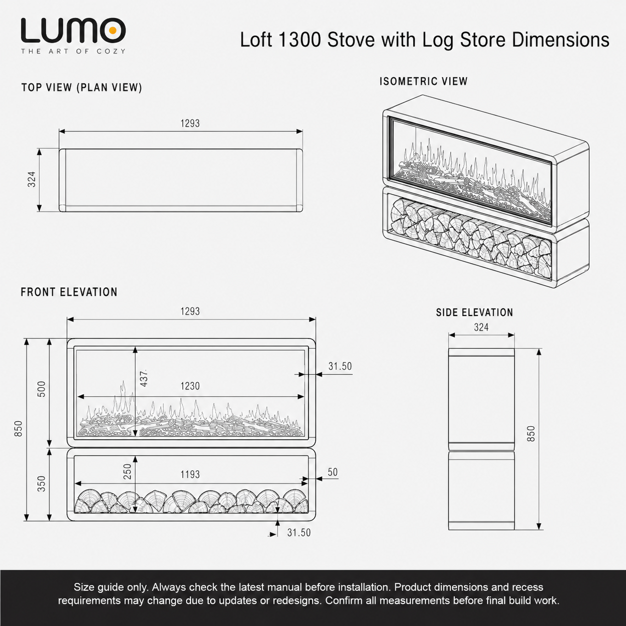 Lumo Loft 1300 Stove with Log Store