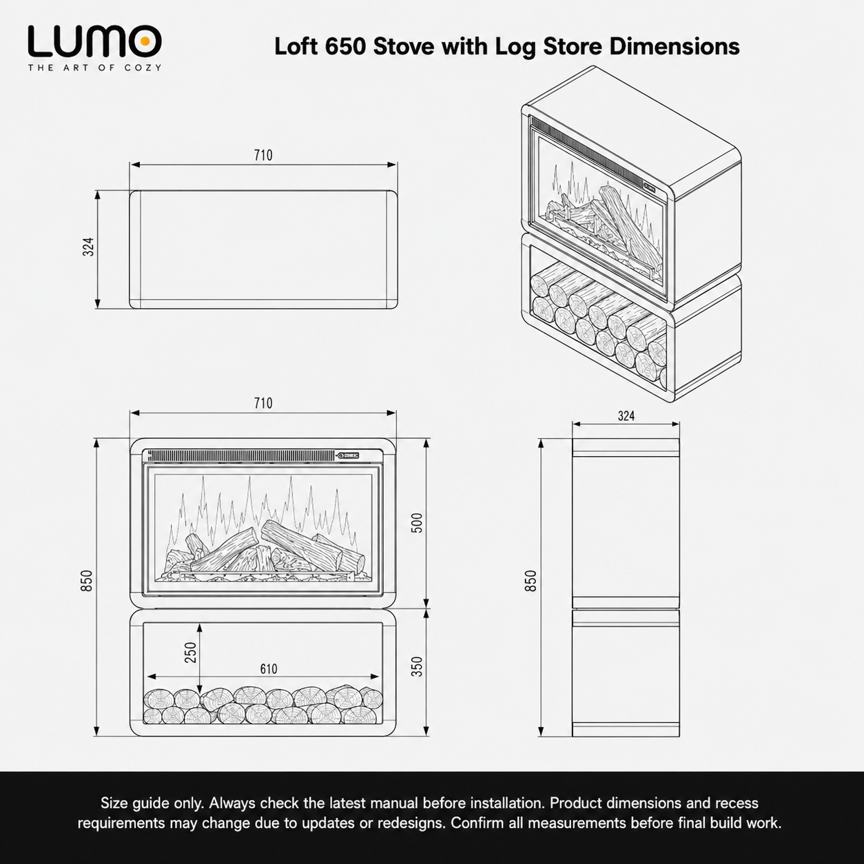 Lumo Loft 650 Stove with Log Store