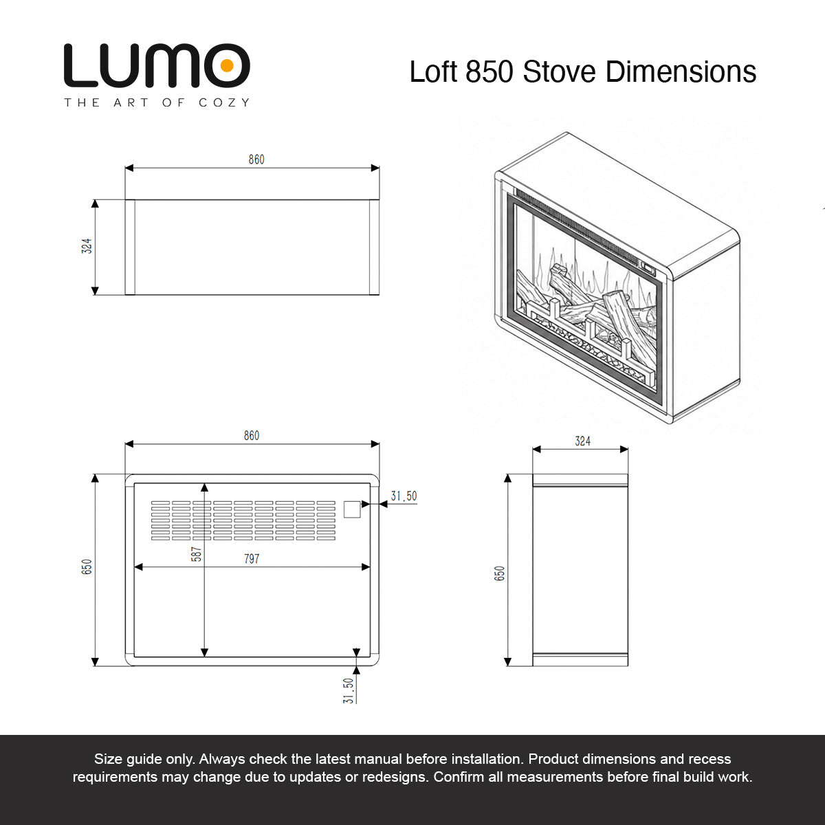 Lumo Loft 850 Electric Stove