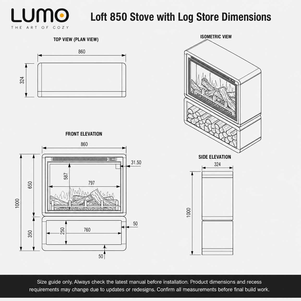 Lumo Loft 850 Stove with Log Store