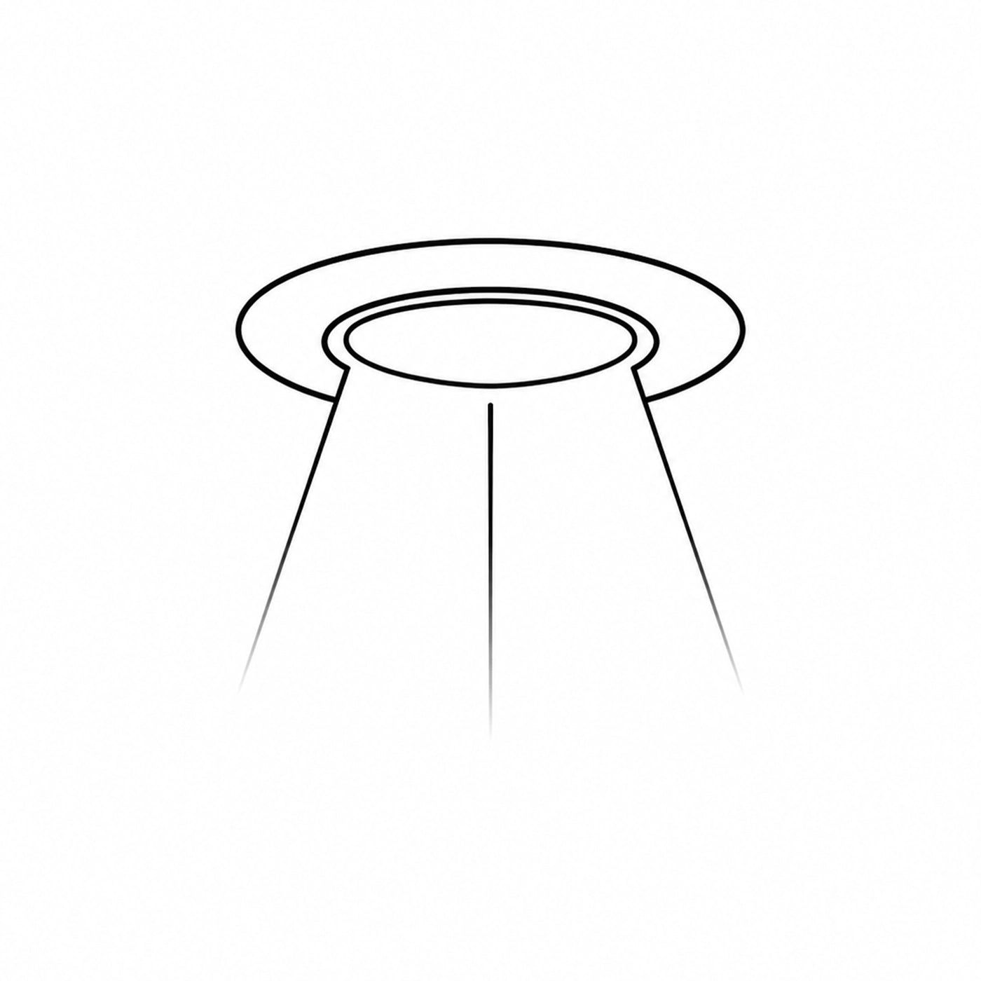 Line drawing of a circular object with a central opening on a white background
