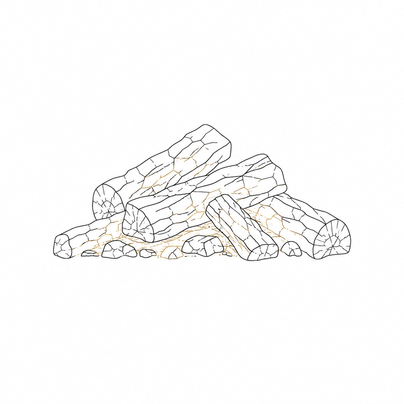 Illustration of stacked wooden firewood  logs on a white background